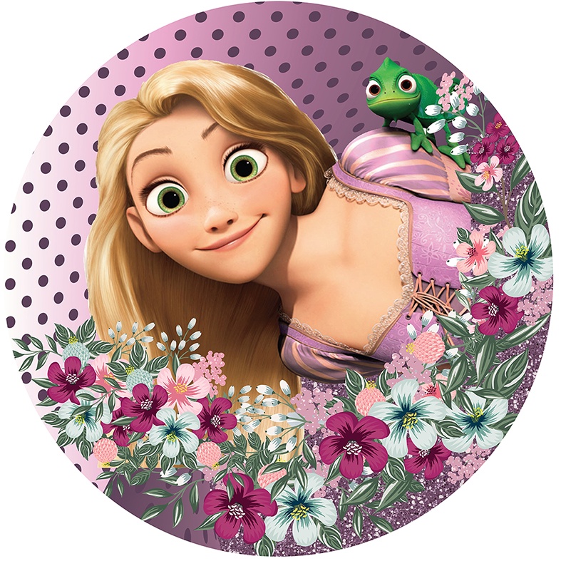 Painel Redondo Tecido Sublimado Rapunzel C/elástico 150x150cm