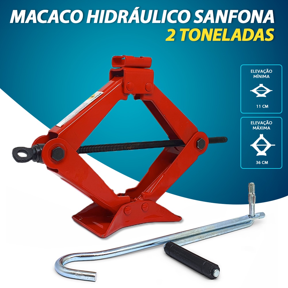 Macaco Mecânico Sanfona 2T 2 Toneladas Fácil Uso Manuseio Portátil C/ Manivela Toyota Rav4 2010 2011 2012 2013 2014 2015