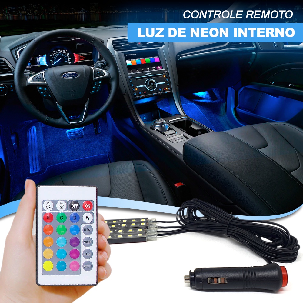 Luz Barra Led Neon Interno Toyota Corolla 2013 2014 2015 2016 2017 Controle Pedal Soleira Bancos
