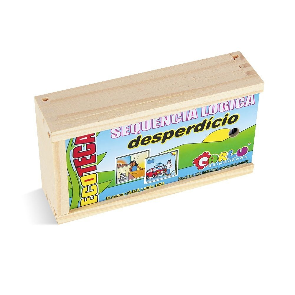Jogo Infantil Brinquedo Educativo Criança Sequençia Lógica Desperdicio Em Mdf Com 16 Peças - CARLU