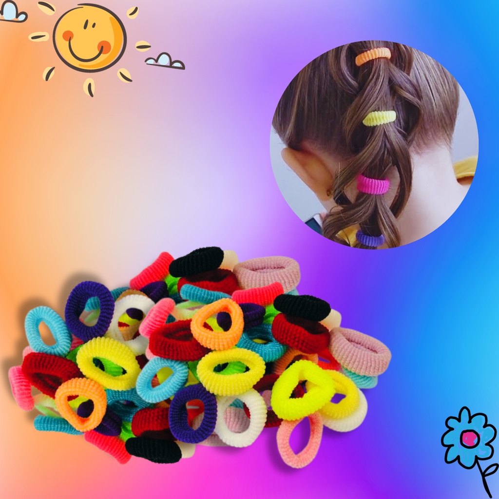 Mix 25 Xuxa Xuxinha Rabico Liguinha Prender Amarrar Cabelo Menina Criança Bebe Pequena PP - Mix Cores Vivas