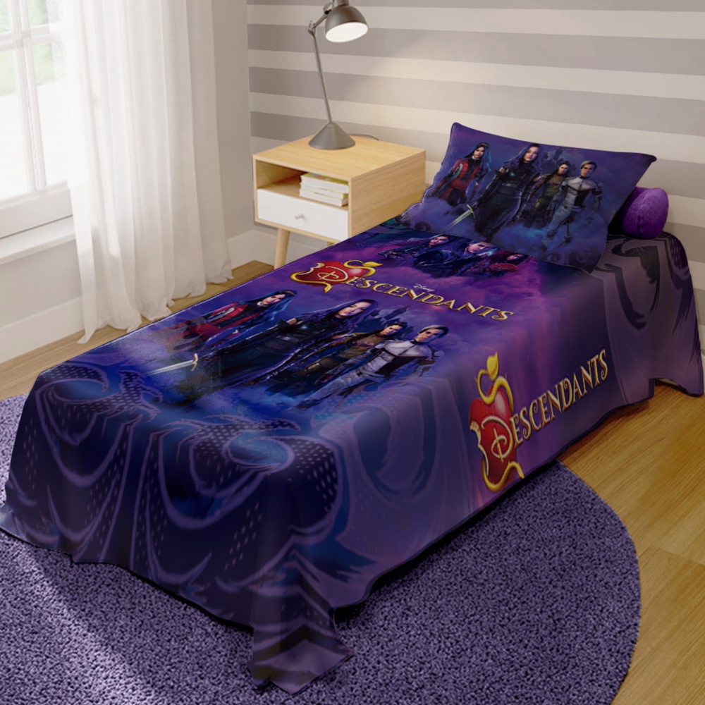 Jogo De Lençol Cobre Leito + Fronha Quarto Infantil Descendentes