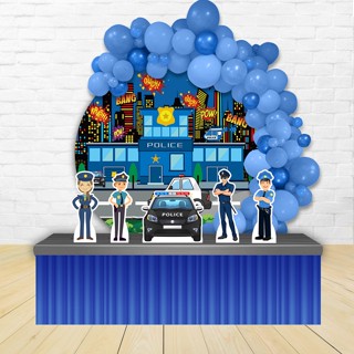 Kit Festa Painel Redondo Decoração Policia Policial 1,50 Diâmetro