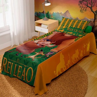 Jogo De Lençol Cobre Leito + Fronha Quarto Infantil Rei Leão
