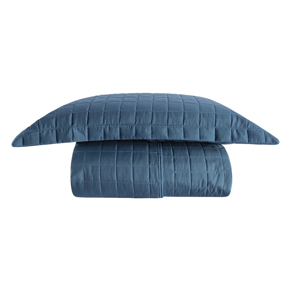 Cobre Leito Colcha Solteiro com Porta Travesseiro Matelassê Percal 300 fios Basic Marinho em Oferta na Shopee