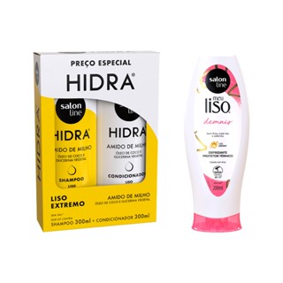Kit para cabelos lisos com Hidra Liso Extremo e Meu Liso Demais Salon Line