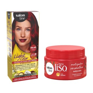 Kit Meu Liso Super Vermelho + Light Color 66.46 Vermelho Cereja Salon Line