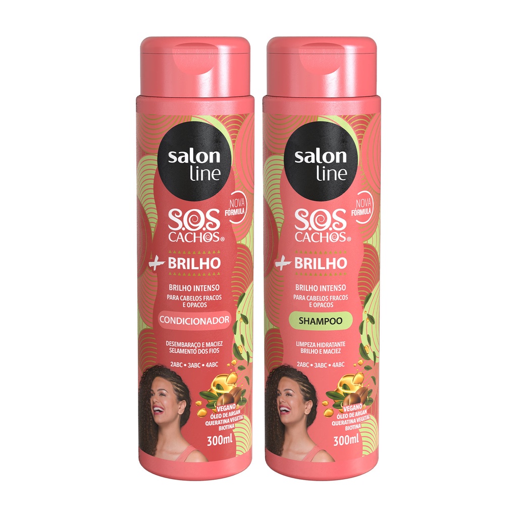 Kit Shampoo e Condicionador SOS Cachos + Brilho Salon Line
