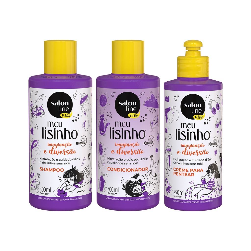 Meu Lisinho Kids Shampoo + Condicionador + Creme para pentear Salon Line
