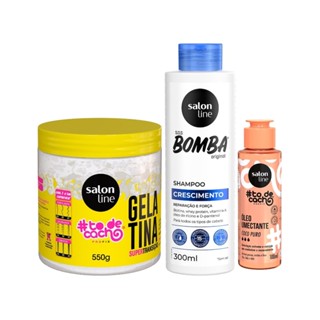 Kit Transição Capilar Shampoo + Gelatina + Óleo de Umectação Coco Salon Line