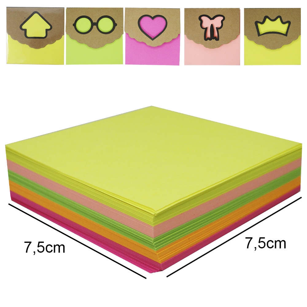 Bloco De Anotações Sticker Quadrado Com 200 Folhas Colors 7,5X7,5 Interponte