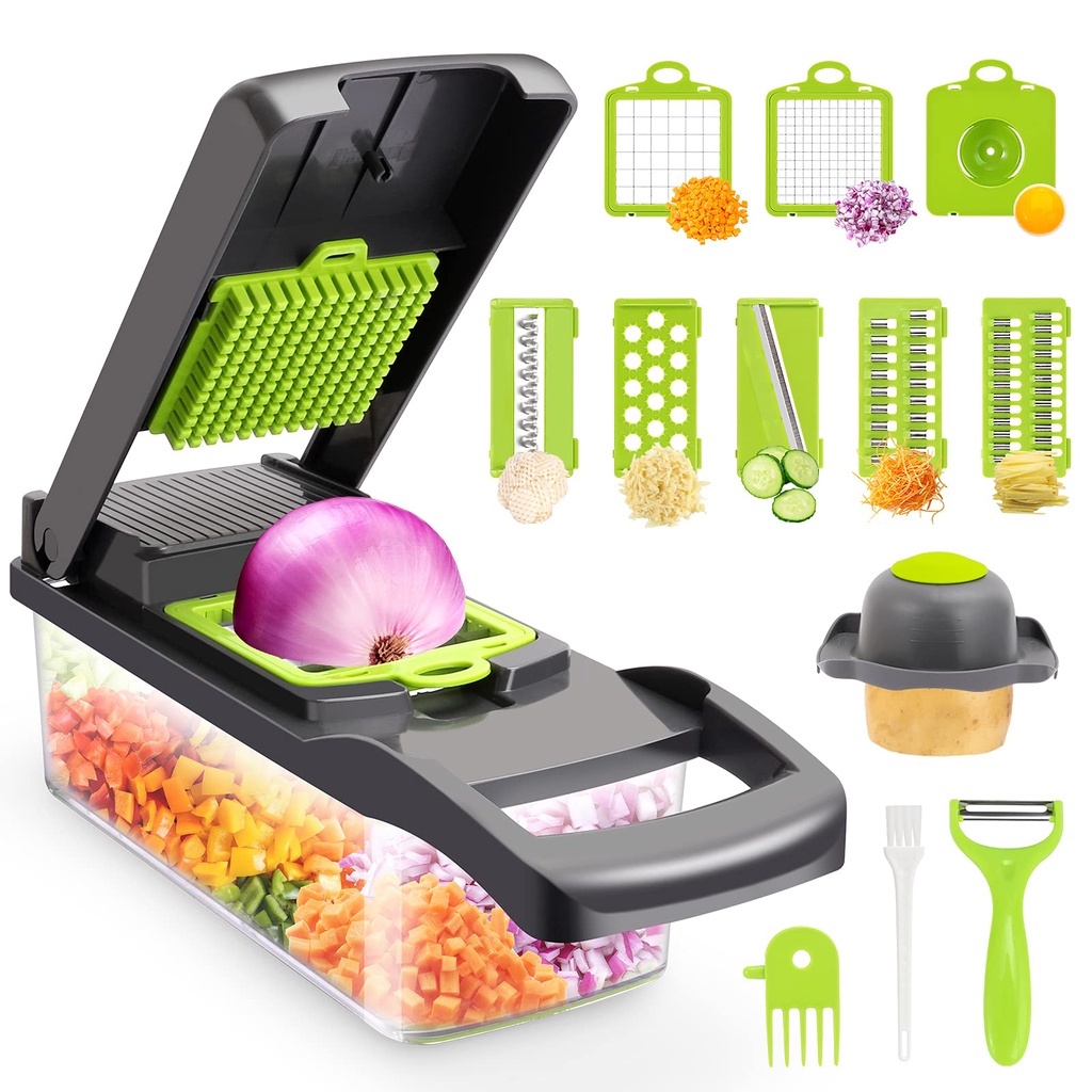 Fatiador de Legumes Cortador Inox Frutas Verduras Novo Nicer 14 em 1 Multifuncional