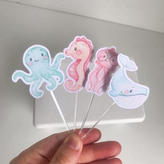 Tags para doces fundo do mar aquarela menina