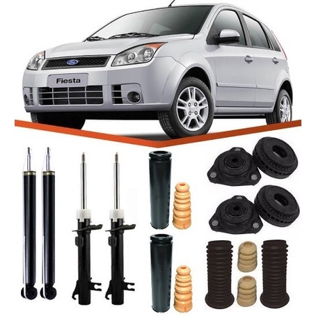 4 Amortecedores+kit Suspensão Ford Fiesta (04 Até 013)