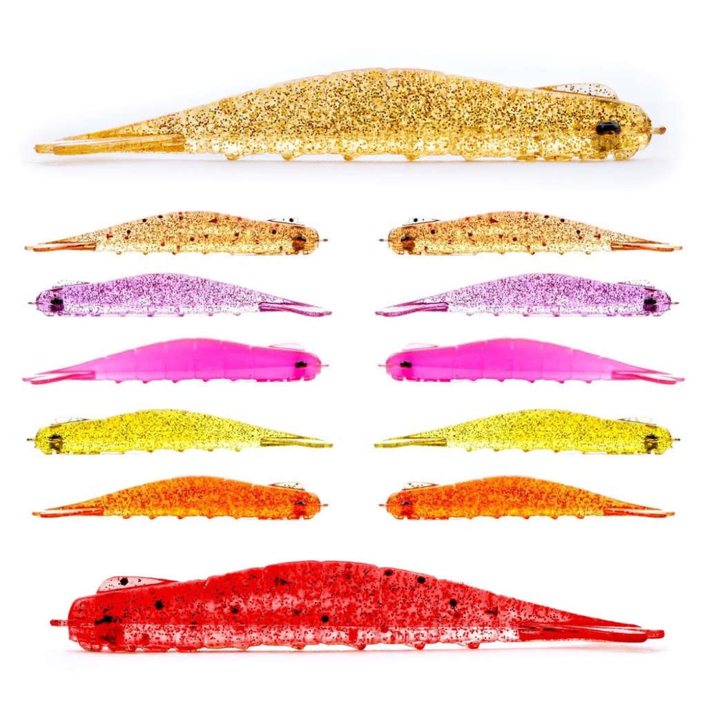 Kit com 10 Camarão Artificial Soft Premiun 6cm e 8cm