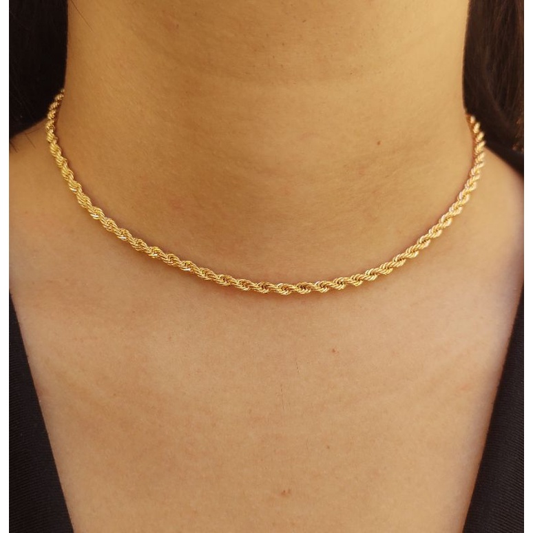 colar choker cordão baiano 4mm Folheado Ouro Antialérgico