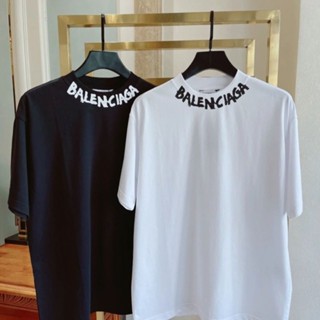 [BALENCIAGA Verão s Último Estilo Masculino E Feminino Mesmo Camisetas De Manga Curta De Algodão Puro casual Tendência De Emagrecimento f