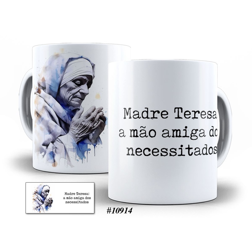Caneca madre teresa mão amiga necessitados Religião Personalizada