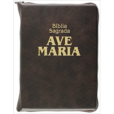 Livro -Bíblia Zíper Média Marrom - Editora Ave-Maria