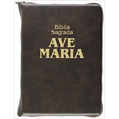 Livro -Bíblia Zíper Média Marrom - Editora Ave-Maria
