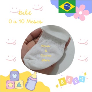 kit 06 Pares de Meia Bebê Meia Infantil Meias Recém Nascido RN Meia Branca  Meias Promoção Oferta