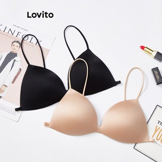 Lovito Bralette Feminino Sem Costas Liso Casual LNA16061 (Damasco/Preto)