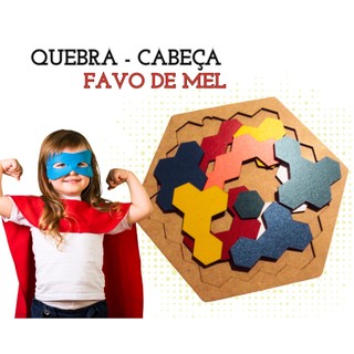 Rêf 091 - Jogo Pedagógico Quebra - Cabeça Favo de Mel Brinquedos Educativos Sensorial Autismo - Madeira Mdf, Tabuleiro Montessori Didático Alfabeto Cognitivo Montessoriano Autista Atividade Educativa, Desenvolvimento da Criança Coordenação motora