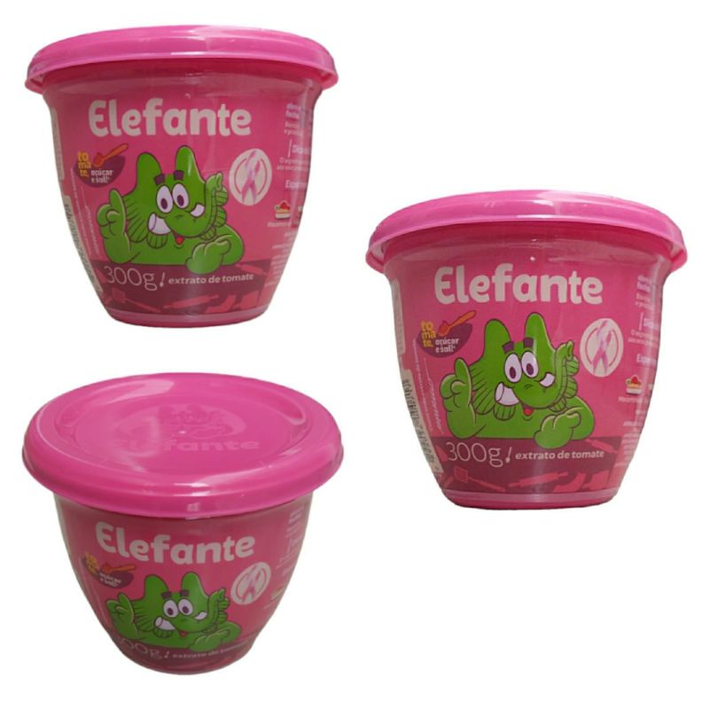 Kit 3 Extrato de Tomate Elefante Edição Outubro Rosa 300g