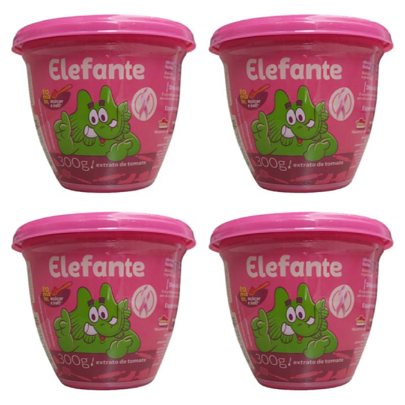 Kit 4 Extrato de Tomate Elefante Edição Outubro Rosa 300g