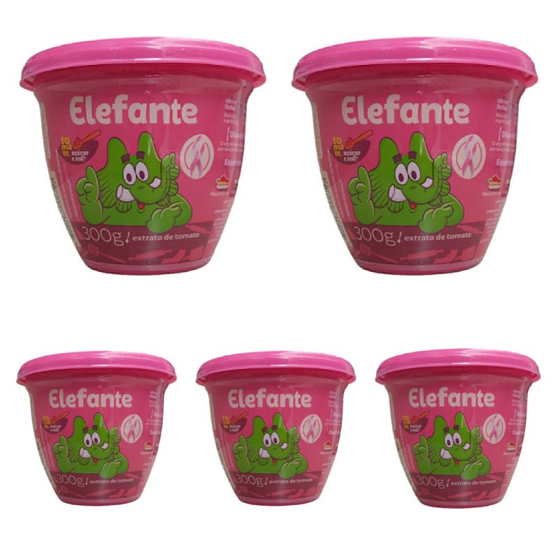 Kit 5 Extrato de Tomate Elefante Edição Outubro Rosa 300g