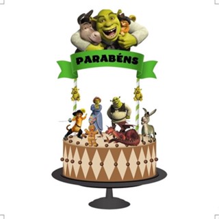 Topo De Bolo Topper De Bolo Aniversário Shrek em Oferta na Shopee