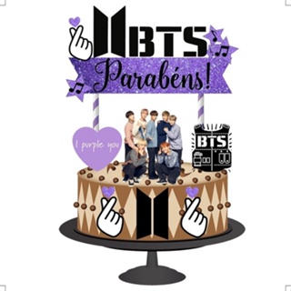 Topo De Bolo Topper De Bolo Aniversário Bts em Oferta na Shopee