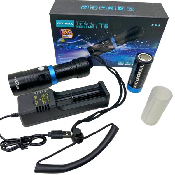 Lanterna De Mergulho Profissional Super Potente Led Cree T6 Ecooda EC-6270