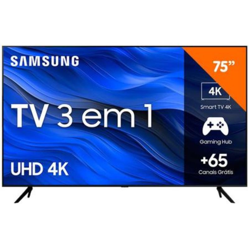 Smart TV 75 polegadas Samsung UHD Crystal com Gaming Hub 4K, UN75CU7700