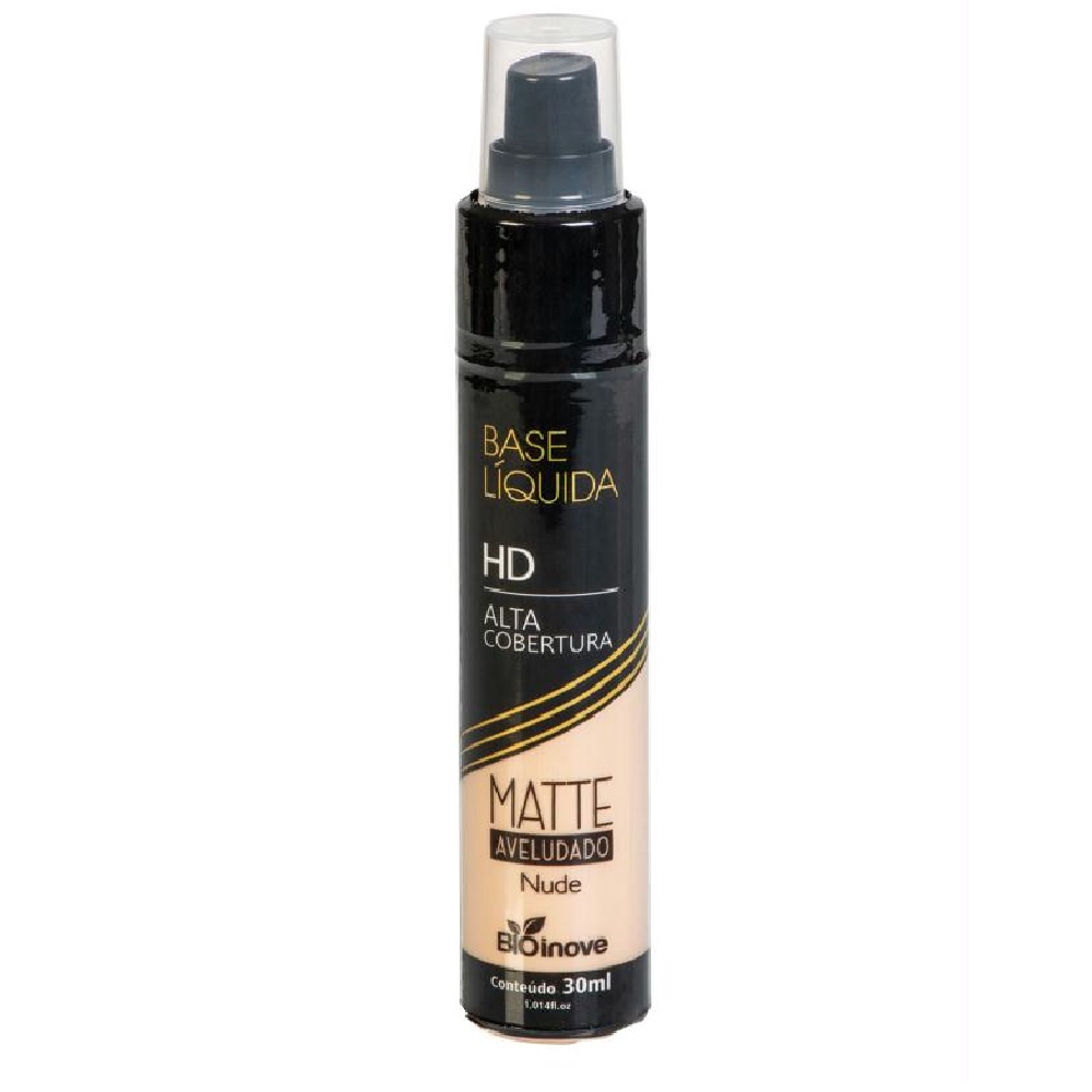 Base Líquida Matte HD Alta Cobertura Bio Inove Cor Nude
