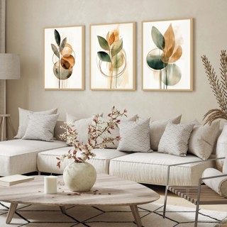 Kit 3 Quadros Folhagem Moderno Casa Sala Com Molduras