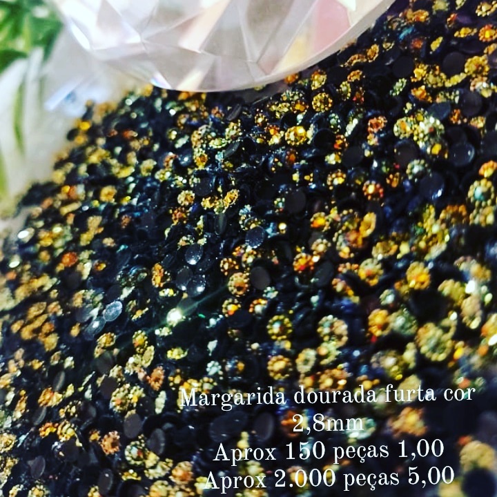 margarida dourada furta cor 2.8mm - escolha a quantidade - pedrarias para adesivos e joias de unhas
