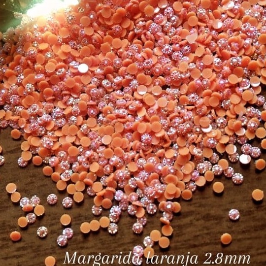 margarida laranja 2.8mm - escolha a quantidade - pedrarias para adesivos e joias de unhas