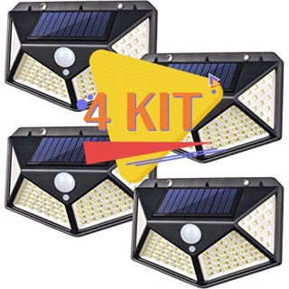 1/2/4 PCS Luminária Parede Solar  100 Leds Com Sensor Jardim Externa Prova D'água em Oferta na Shopee