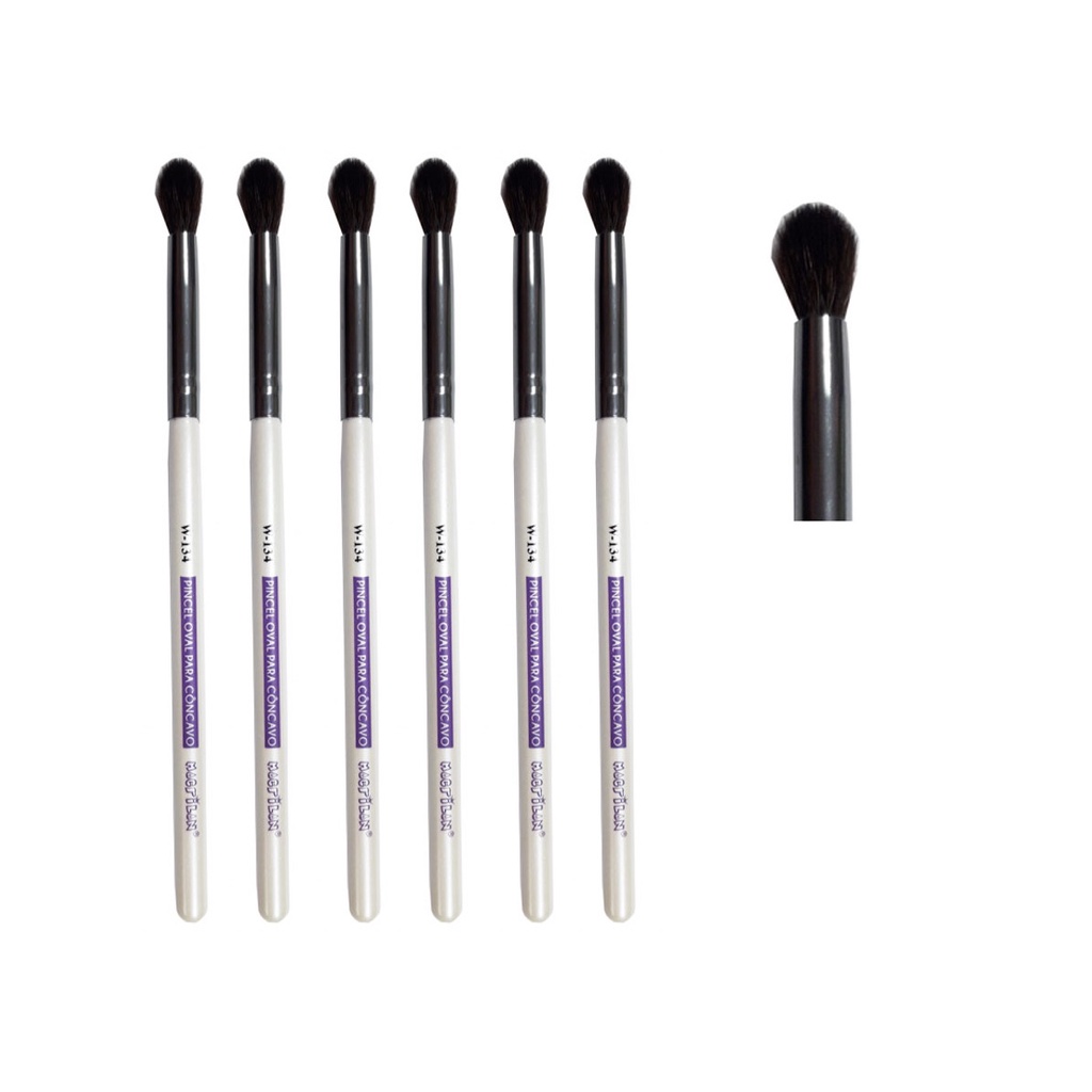 Caixa Box 12 Unidades Pincel Oval para Maquiagem Côncavo Macrilan
