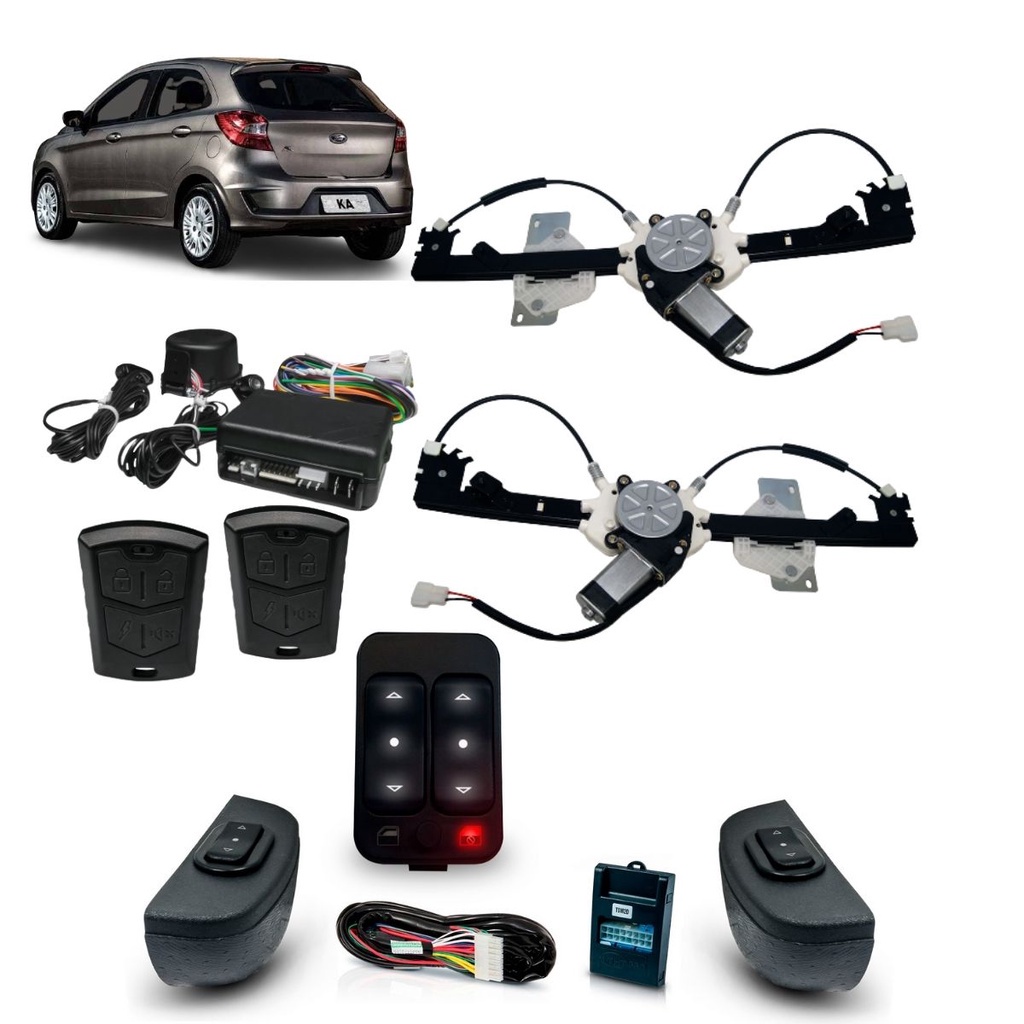 Kit Vidro Elétrico + Alarme Ka Novo Traseiro Inteligente