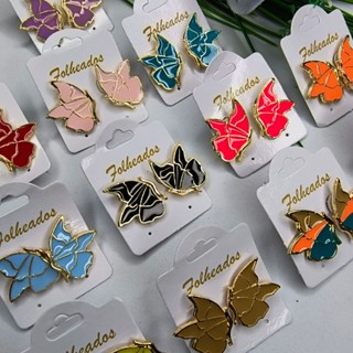 Brincos Femininos Borboleta Esmaltado 10 pares sortidos