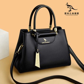 Canguru Feminino Bolsa de Couro Genuíno Feminina 2023 Novo Estilo Alto Ocidental Estilo Meia-Idade Bolsa-Mãe Moda Um @ -