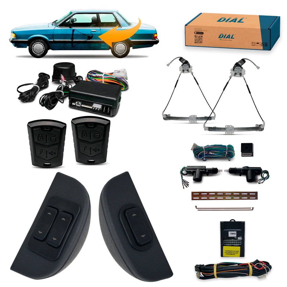 Kit Vidro Eletrico + Trava + Alarme Del Rey Corcel II Belina (81/) 2P Sens