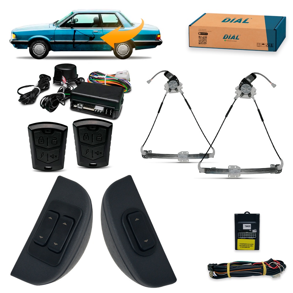 Kit Vidro Eletrico + Alarme Del Rey Corcel II Belina (81/) 2P Sens