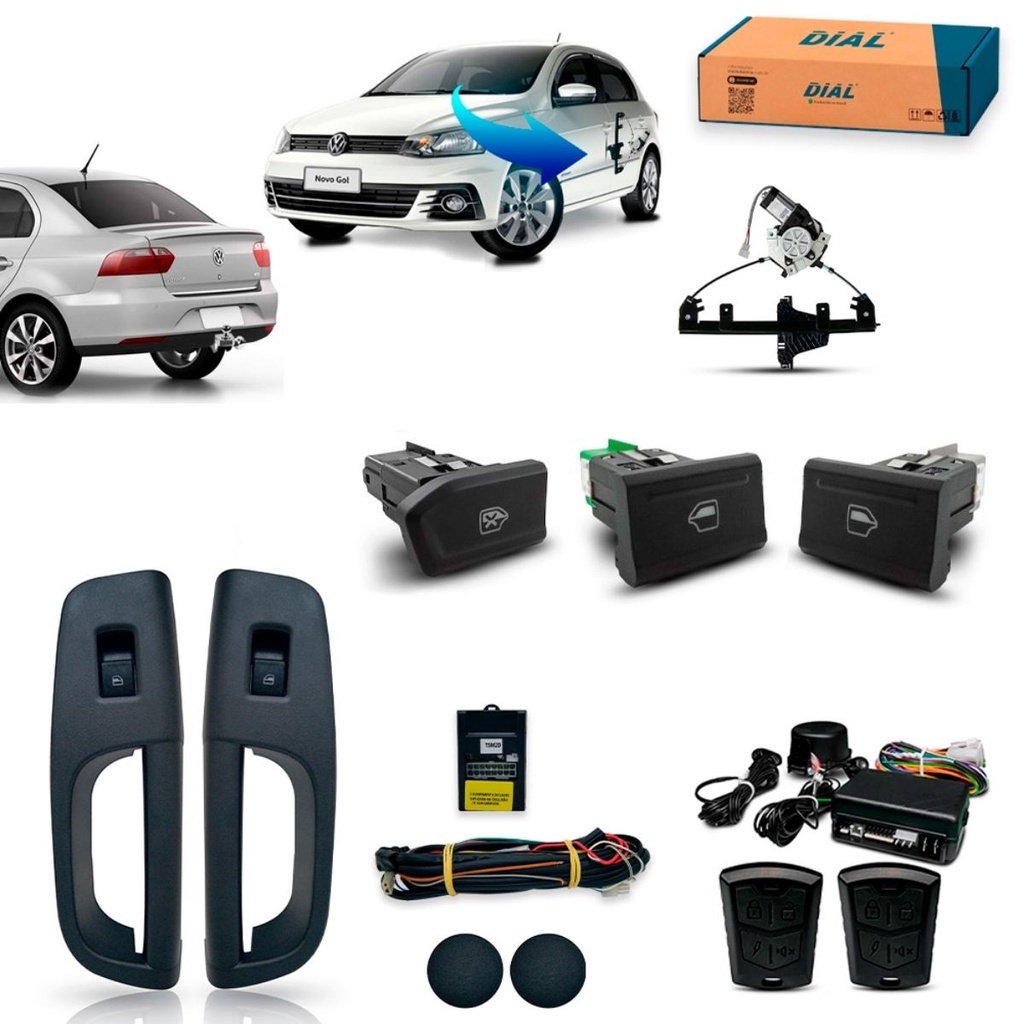 Kit Vidro Elétrico + Alarme Gol G7 Voyage GVII Traseiro Inteligente