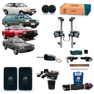 Kit Vidro Eletrico + Trava + Alarme c/Canivete Gol Quadrado Voyage Saveiro Inteligente