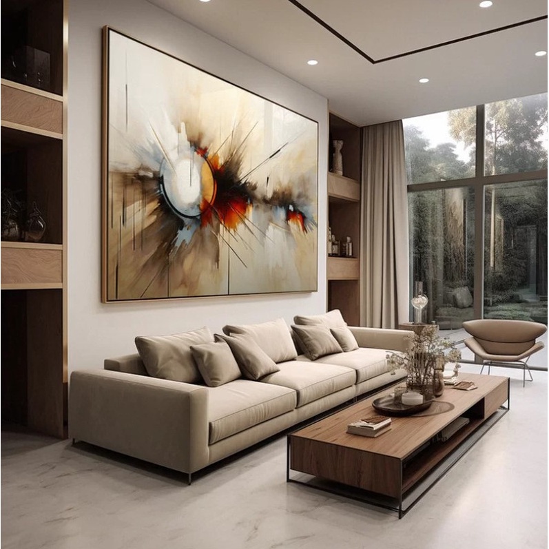 Quadro Decorativo 112x82cm Full HD Abstrato Neutral Colors Sala em Oferta na Shopee