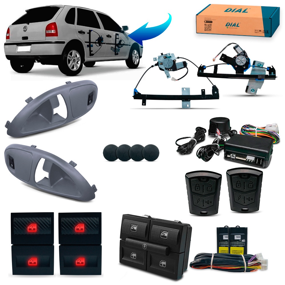 Kit Vidro Elétrico+alarme Gol Parati 4p Completo G3 Cinza
