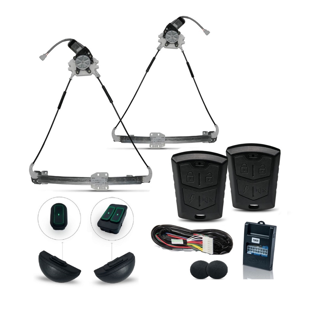 Kit Vidro Eletrico + Alarme Del Rey Corcel II Belina (81/) 2P Sens Ultraled Verde
